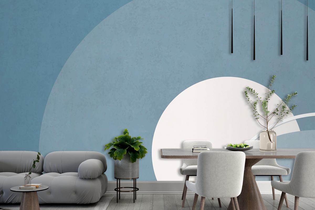 Retro Renkli Ay Manzarası Minimalist Vintage Poster Tarzı Oturma Odası Duvar Kağıdı Duvar