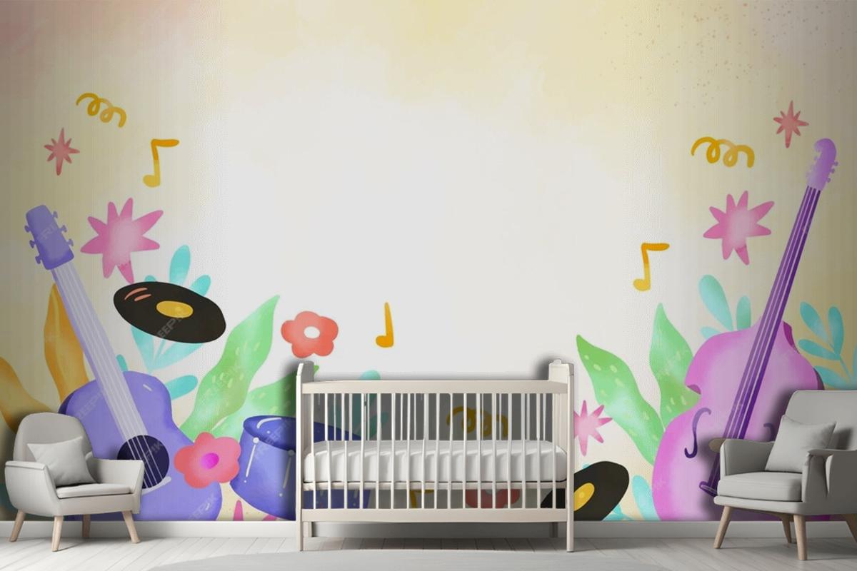 Dünya Müzik Günü Kutlaması Çocuk Odası Duvar Kağıdı Arka Planı
