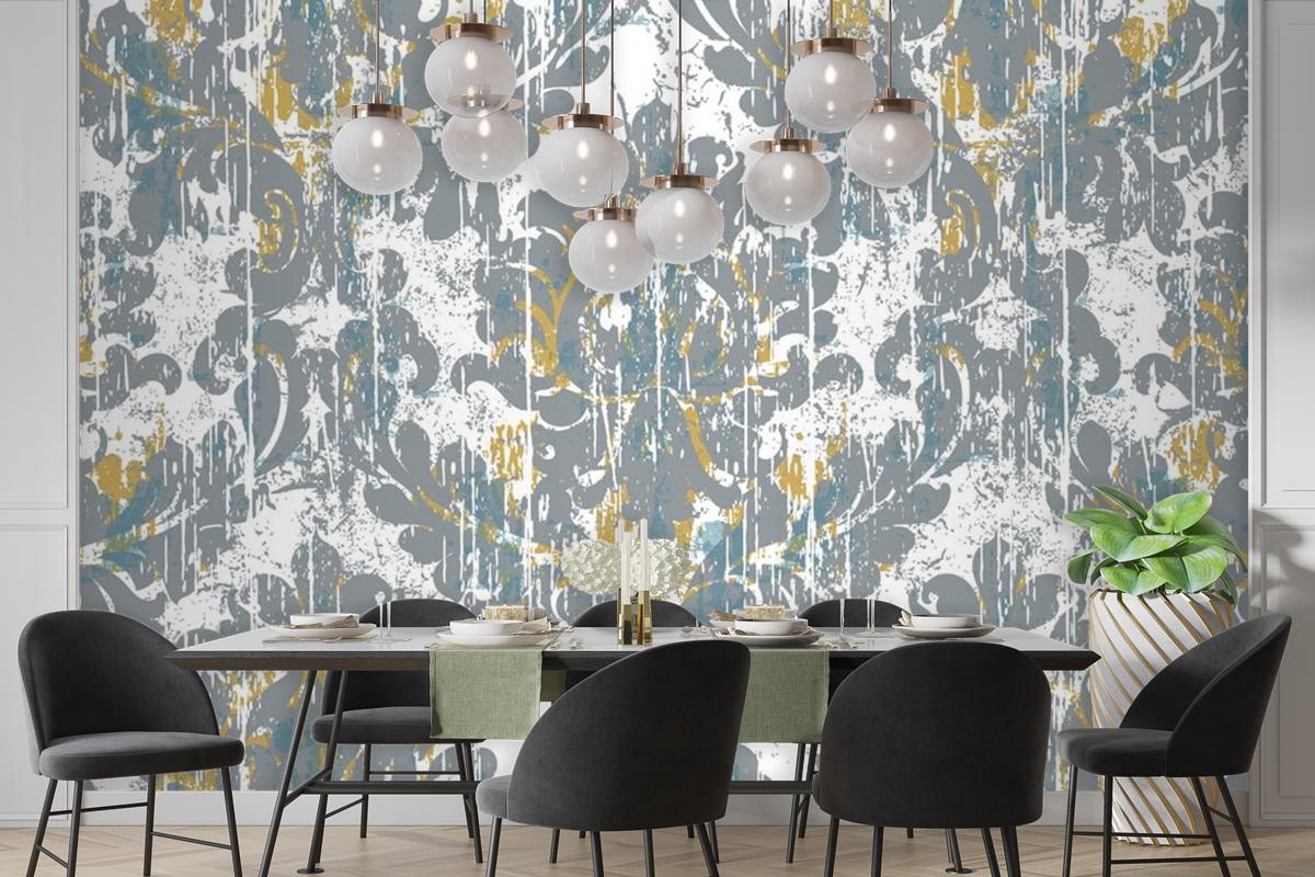 Kraliyet Vintage Grunge Tarzı Hasarlı Retro Duvar Kağıdı 