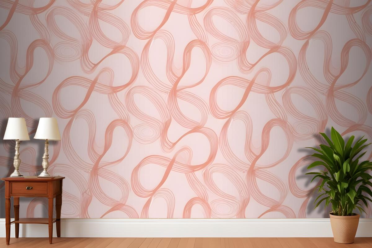Pembe Ve Şeftali Tonlarında Organik Akan Şekillerle Kusursuz Soyut Desen Antre  Hol  Koridor Duvar Kağıdı