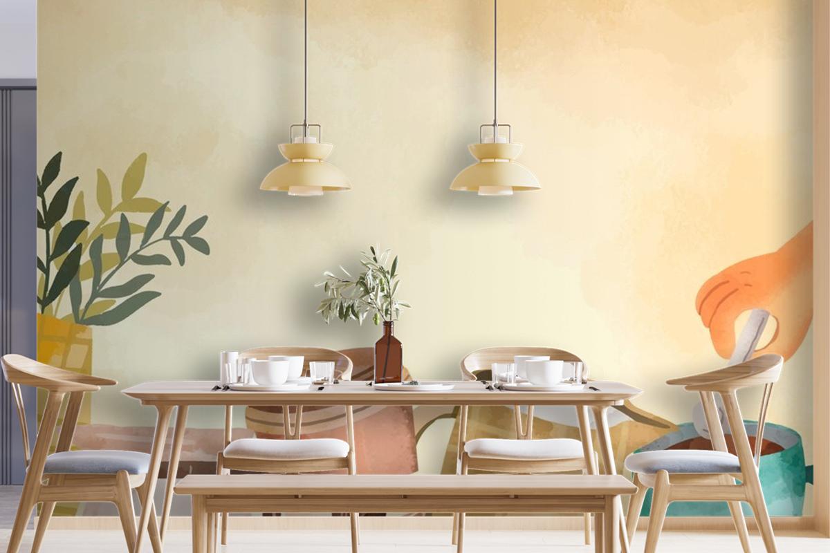 Kahve Günü Kutlamaları Için Suluboya Cafe Duvar Kağıdı