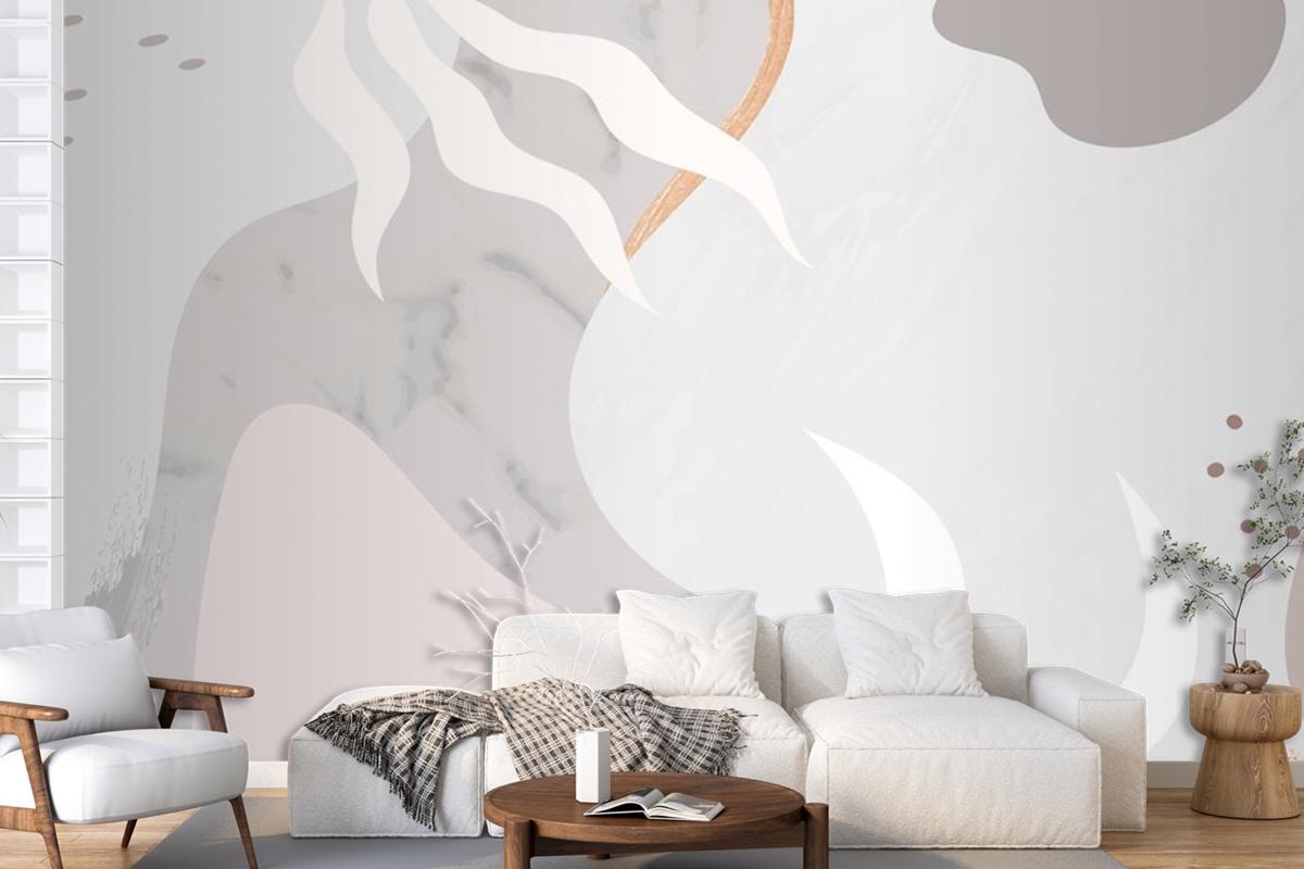 Grimsi Botanik Memphis Desenli Arka Plan Oturma Odası Duvar Kağıdı 