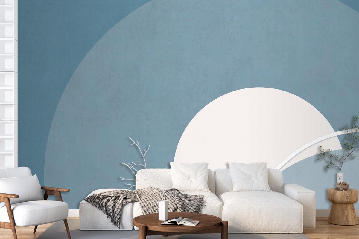 Retro Renkli Ay Manzarası Minimalist Vintage Poster Tarzı Oturma Odası Duvar Kağıdı Duvar