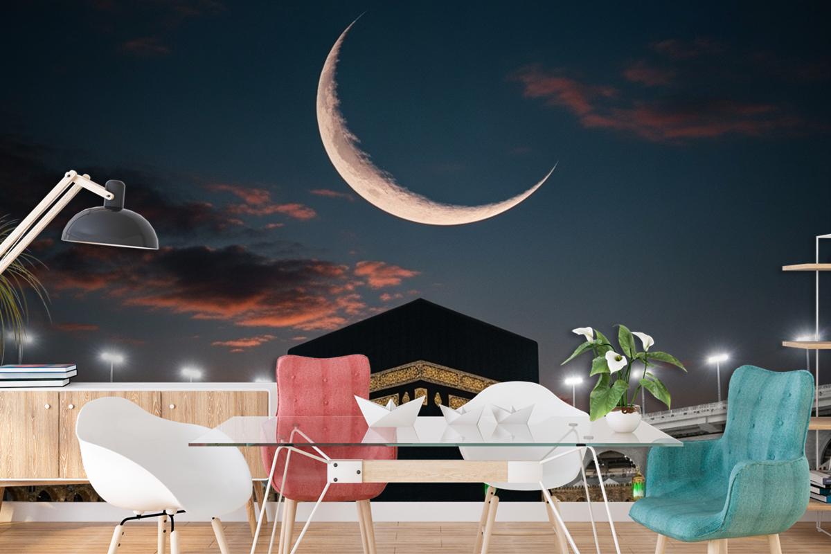 Mekke Kabe Gece Hilal Duvar Kağıdı