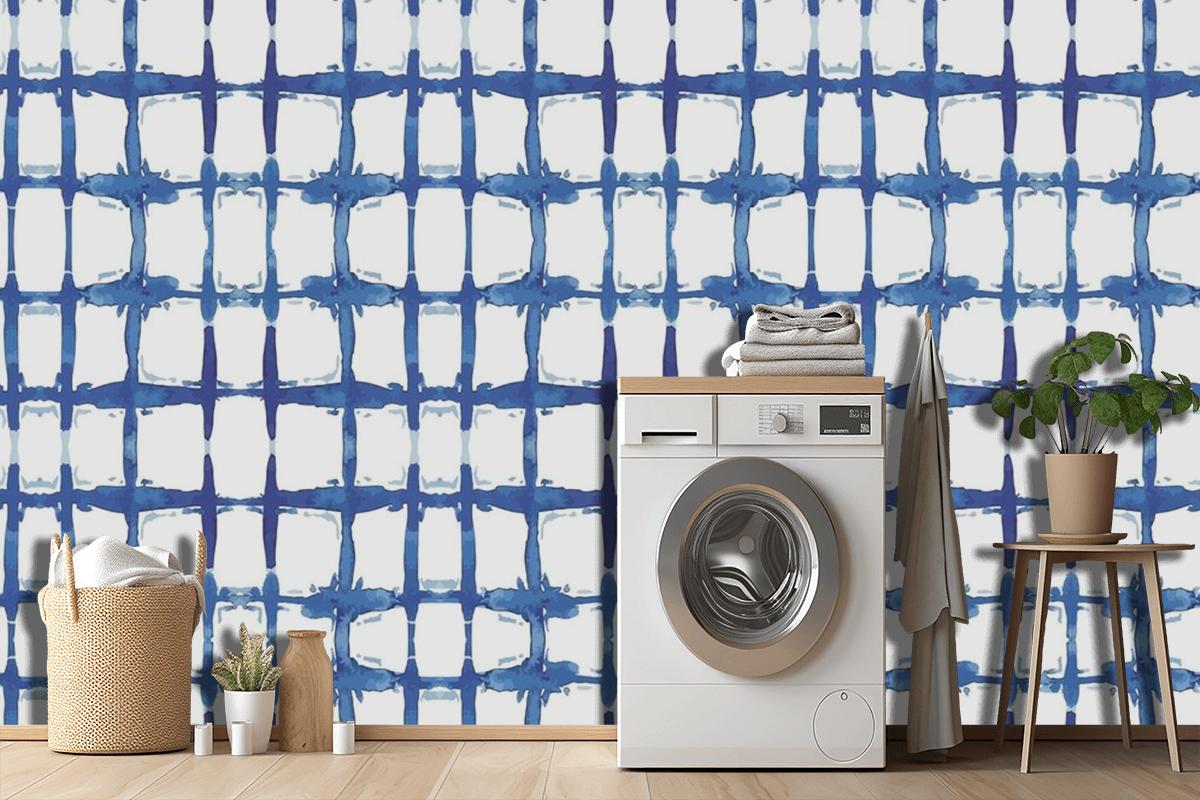 Shibori Çizgileri Desen Suluboya Duvar Kağıdı 