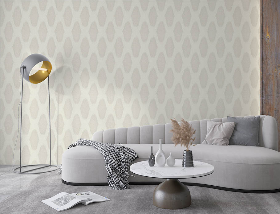 Modern Bej Oval Desenli Kendinden Dokulu Duvar Kağıdı 53616