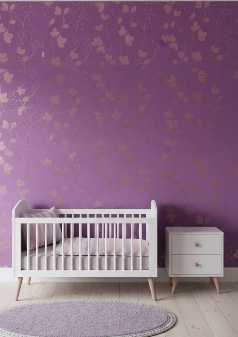 Mor Çiçek Desen Duvar Kağıdı 222