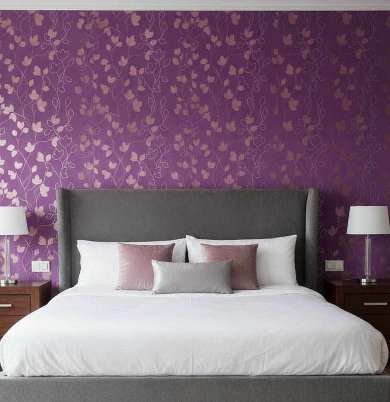 Mor Çiçek Desen Duvar Kağıdı 222