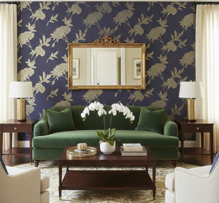 Mor Çiçek Desen Ucuz Duvar Kağıdı 761825