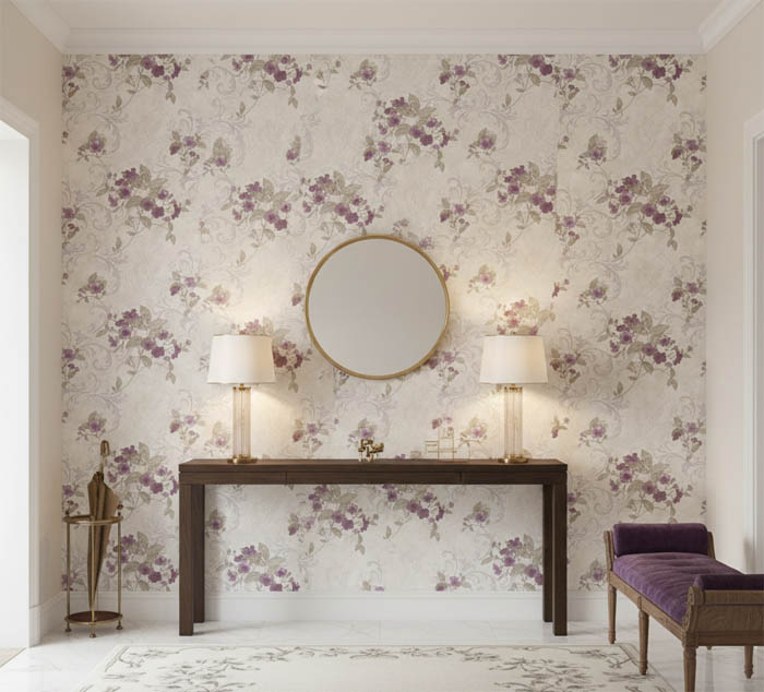 Mor Çiçekli 16 M2 Duvar Kağıdı 771093