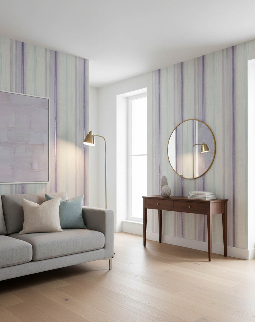 Mor Mavi Çizgi Simli Ucuz Duvar Kağıdı 53934