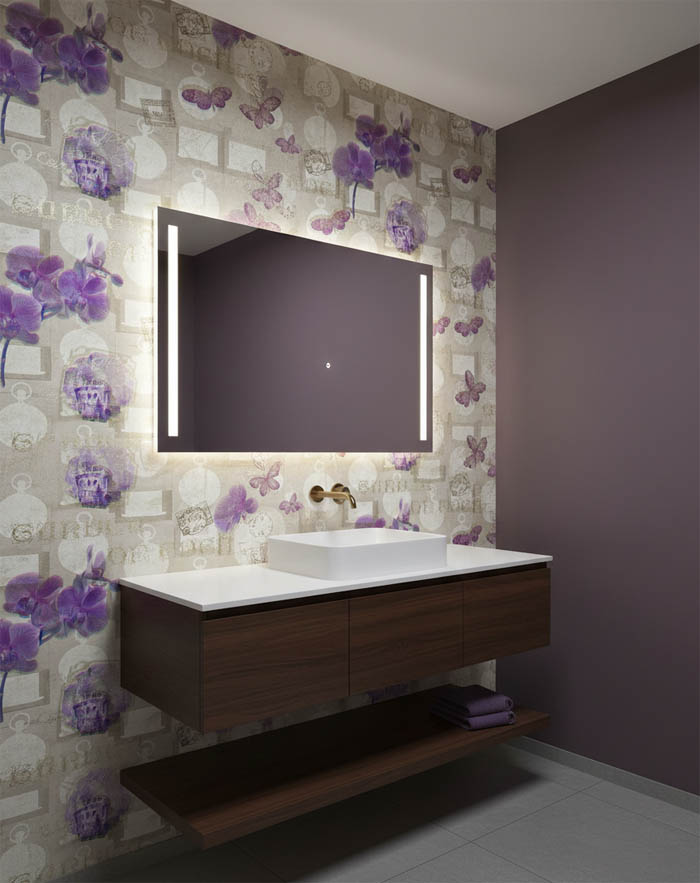 Mor Orkideli Ucuz Duvar Kağıdı 53299-K