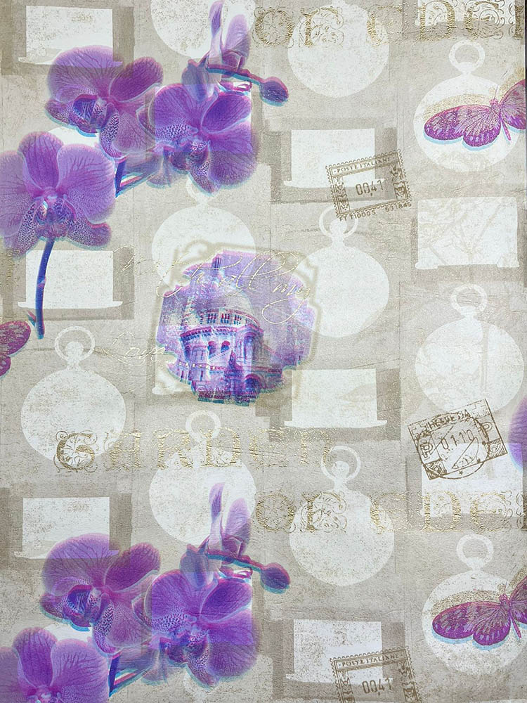 Mor Orkideli Ucuz Duvar Kağıdı 53299-K