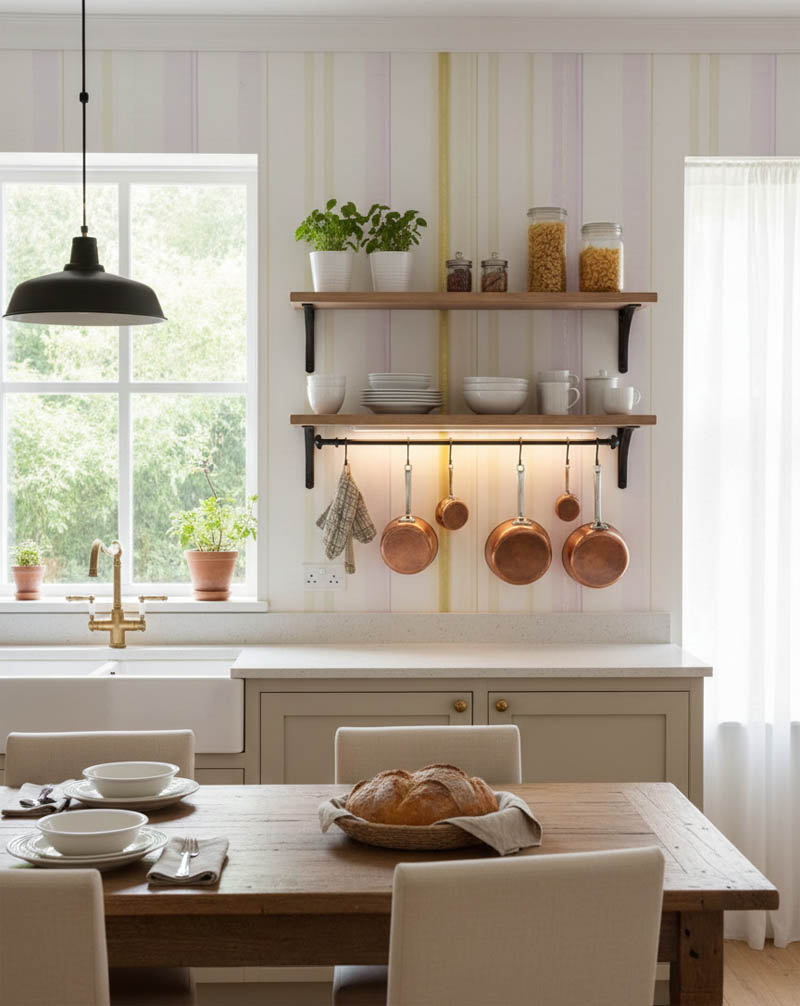 Mor Sarı Çizgili Simli Ucuz Duvar Kağıdı 55945