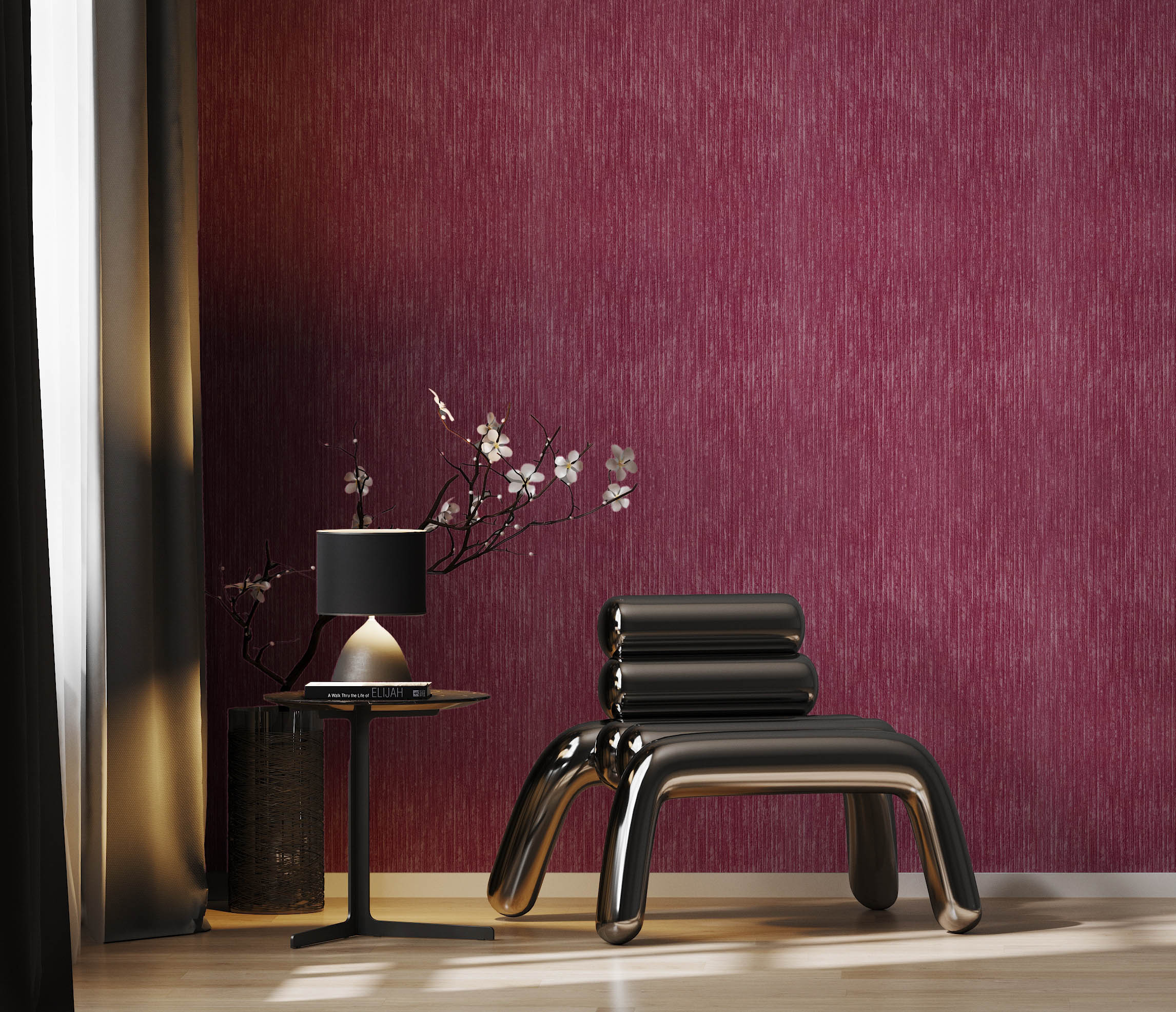 Mürdüm Parlak Çizgili Dokulu Duvar Kağıdı 505955