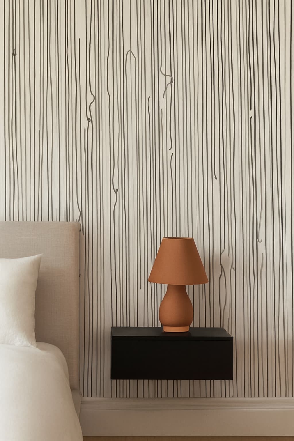 Organik Silinebilir Siyah Beyaz Antirasit Çizgili Duvar Kağıdı 3107