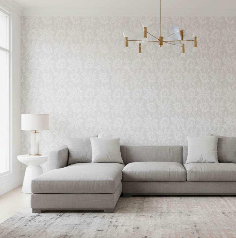 Parlak Bej Çiçek Desen Duvar Kağıdı 2902