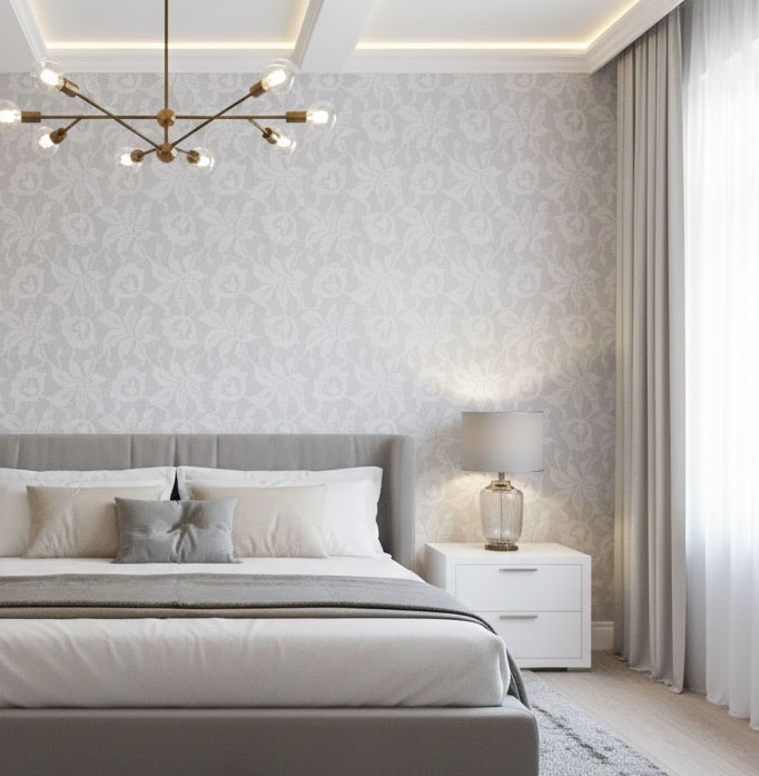 Parlak Bej Çiçek Desen Duvar Kağıdı 2902