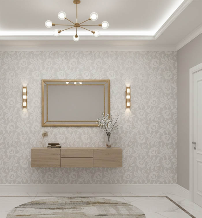 Parlak Bej Çiçek Desen Duvar Kağıdı 2902