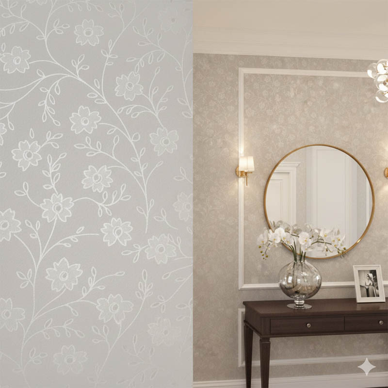 Parlak Minik Çiçek Yaprak Desen Duvar Kağıdı 2801