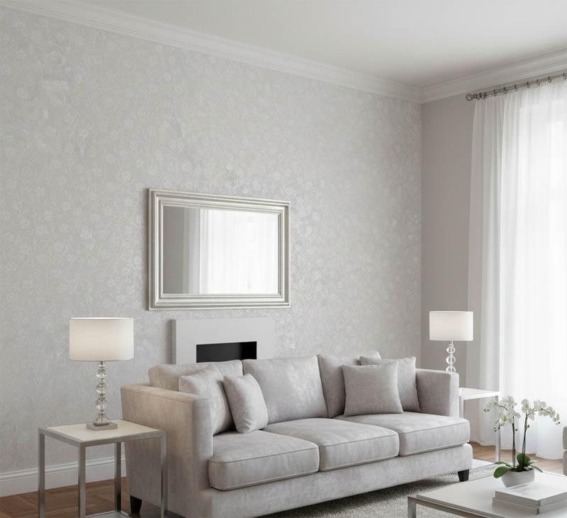 Parlak Minik Çiçek Yaprak Desen Duvar Kağıdı 2801