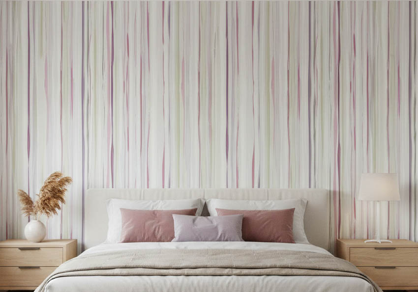 Patel Mor Pembe Tonları Çizgili Duvar Kağıdı 3114