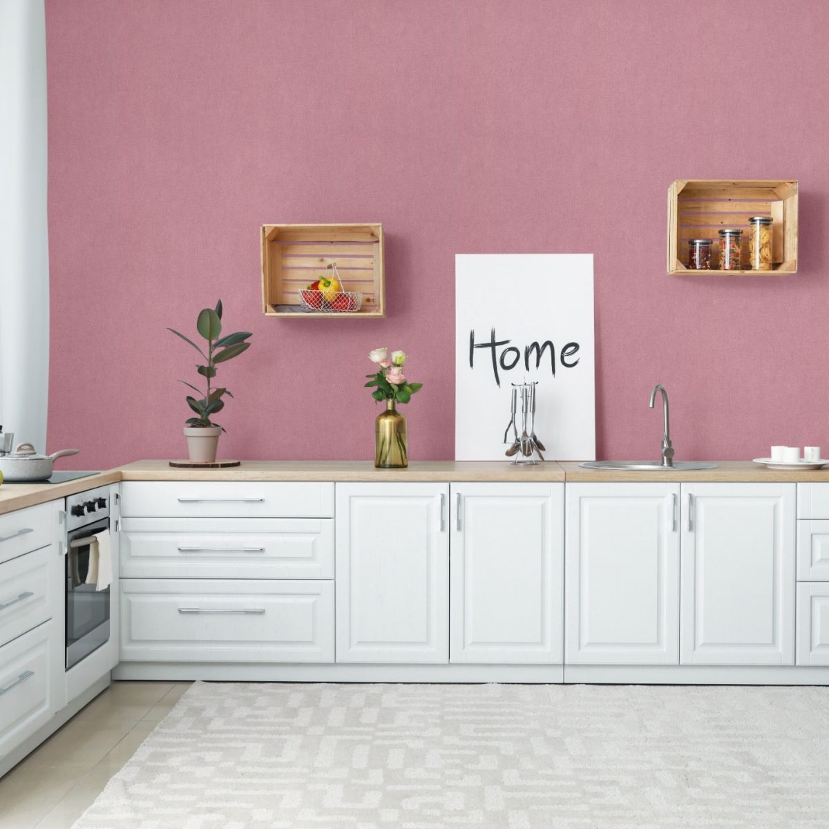 Pembe Hasır Dokulu Ucuz Duvar Kağıdı 764086