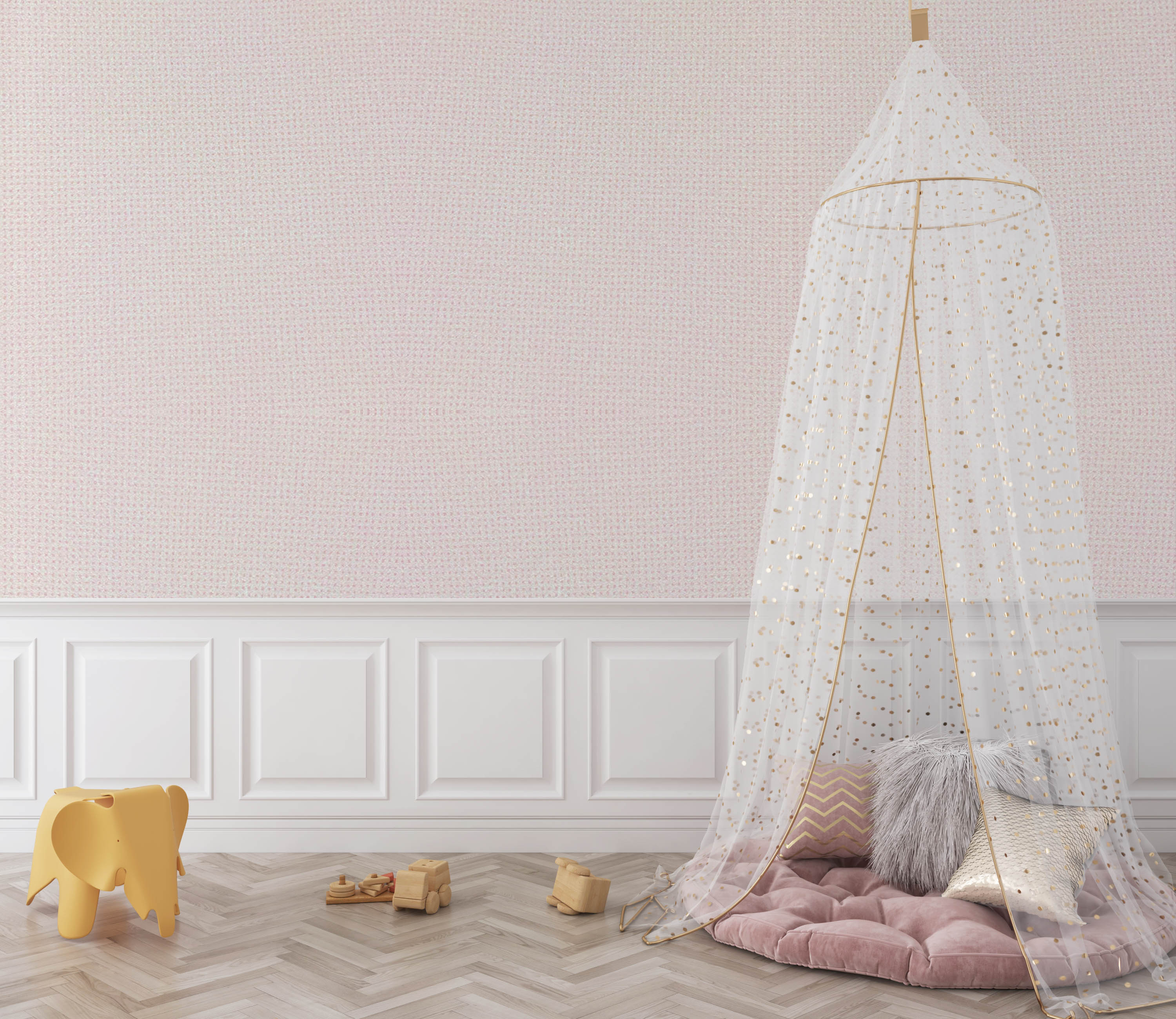 Pembe Nokta Desen Dokulu 16 M2 Duvar Kağıdı 55192