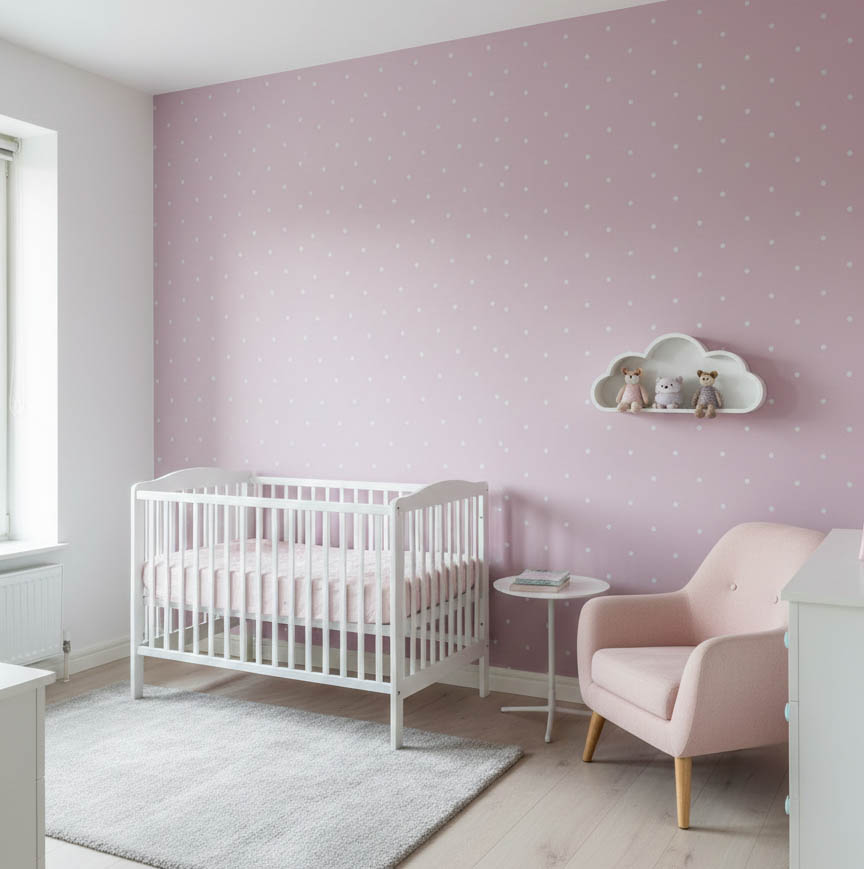 Pembe Puantiyeli 16 M2 Duvar Kağıdı 1019-2