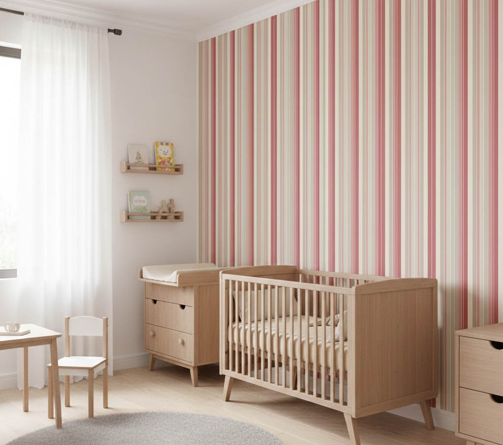 Pembe Tonlarda Çizgili Duvar Kağıdı 111015