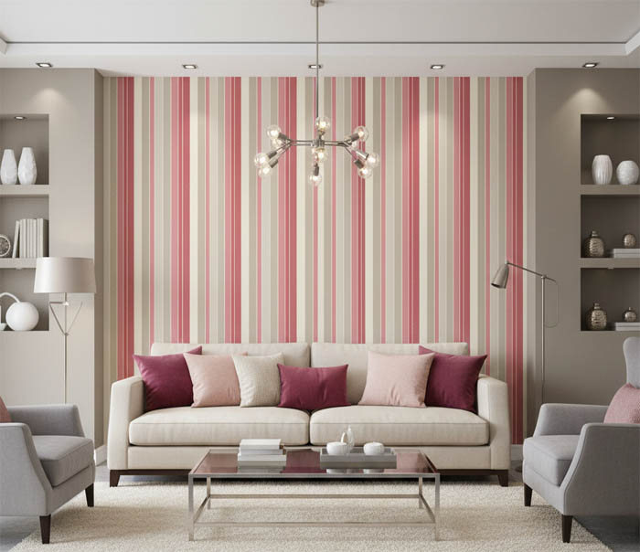 Pembe Tonlarda Çizgili Duvar Kağıdı 111015