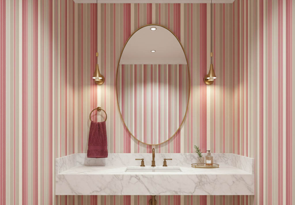 Pembe Tonlarda Çizgili Duvar Kağıdı 111015