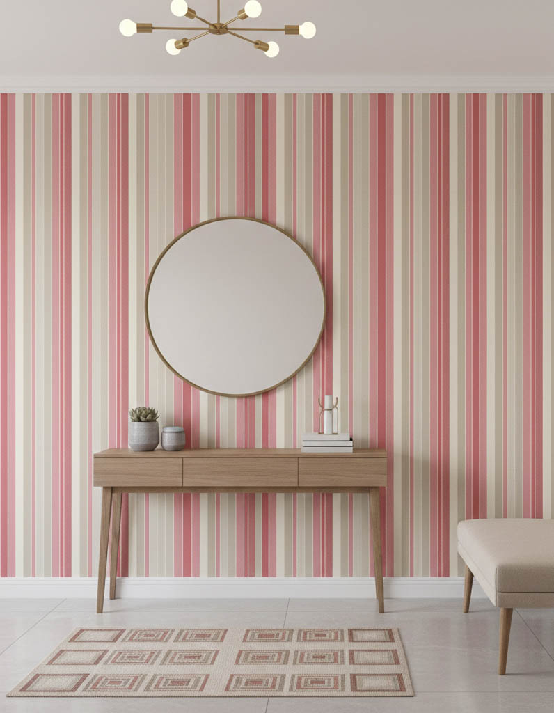Pembe Tonlarda Çizgili Duvar Kağıdı 111015