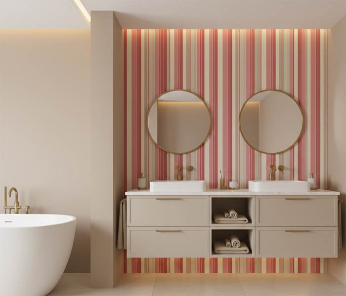 Pembe Tonlarda Çizgili Duvar Kağıdı 111015