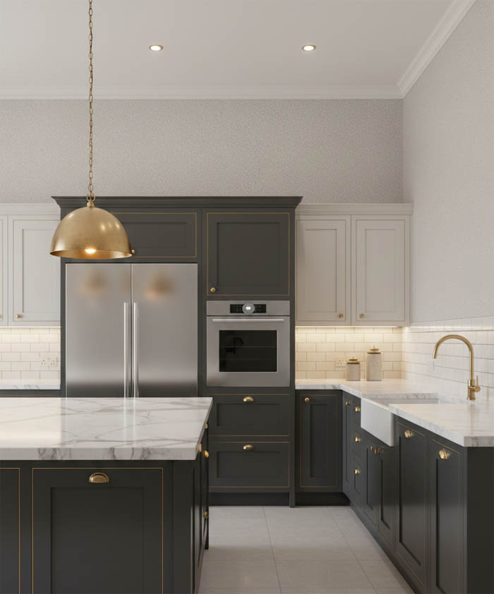 Rits Desenli Gri Banyo Mutfak Duvar Kağıdı - Su Geçirmez Neme Dayanıklı