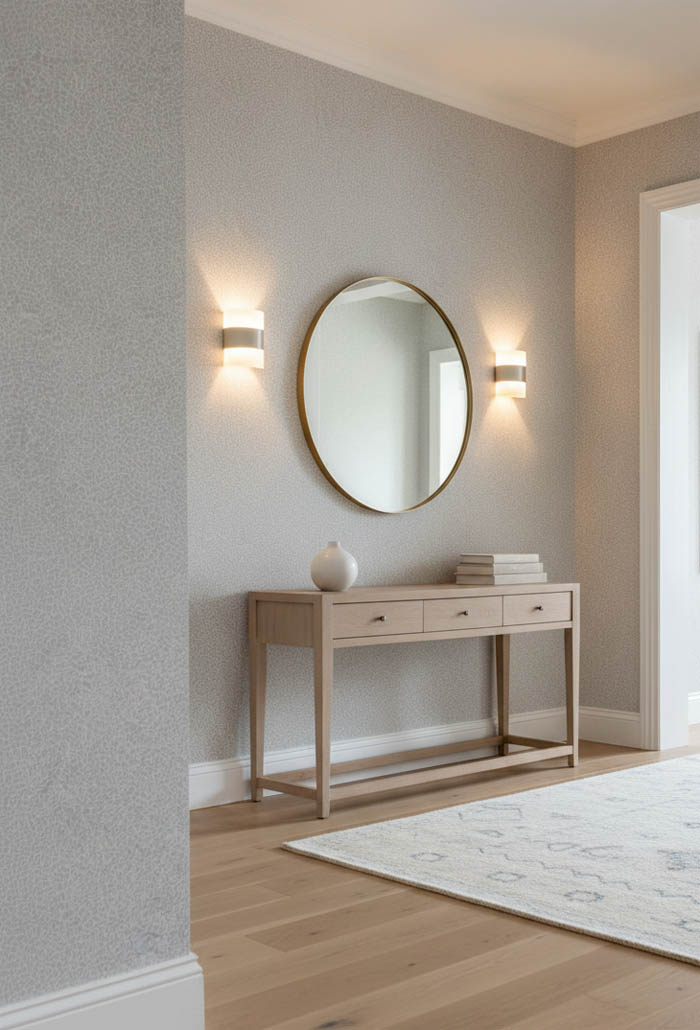 Rits Desenli Gri Banyo Mutfak Duvar Kağıdı - Su Geçirmez Neme Dayanıklı