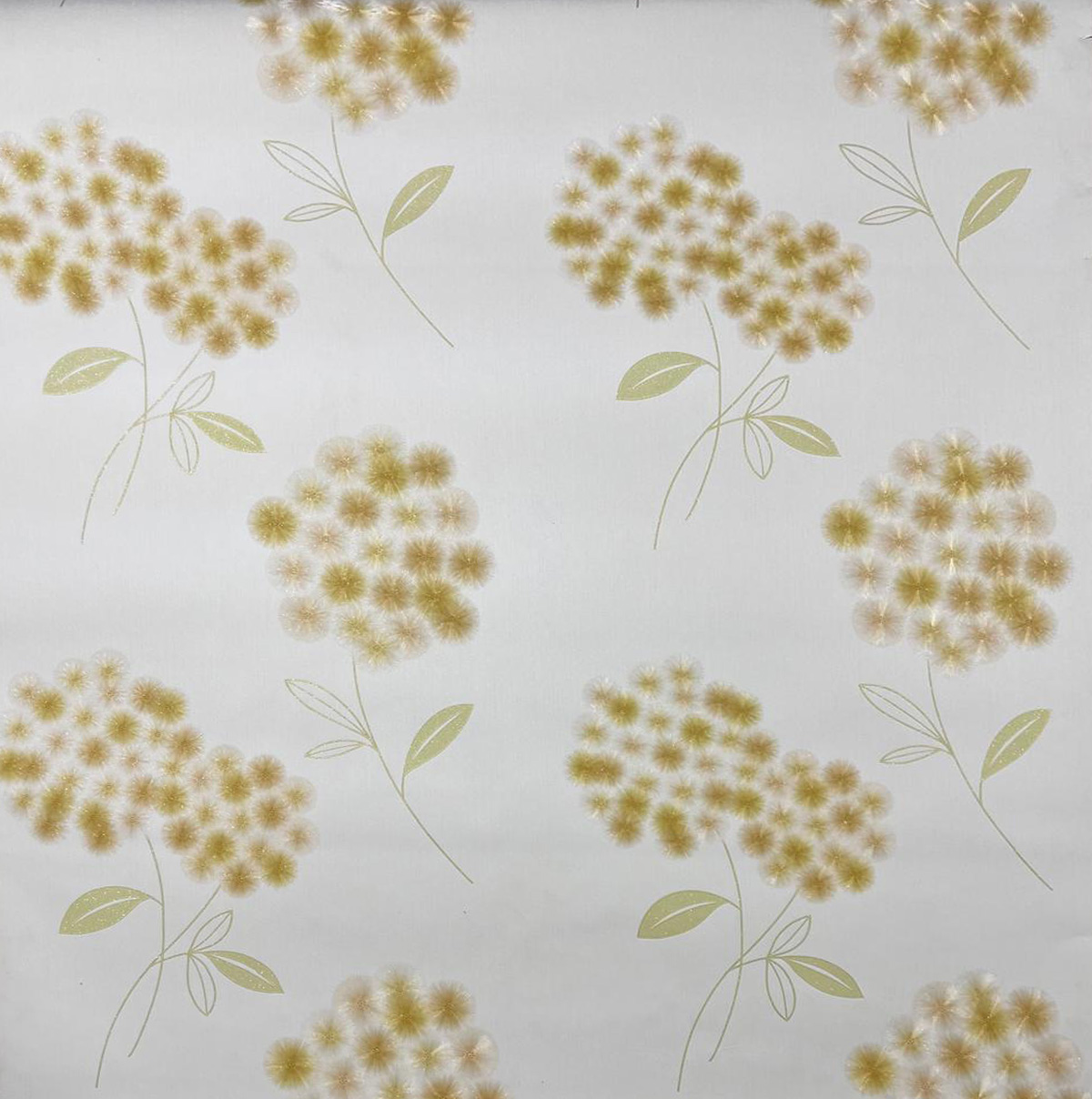 Sarı Çiçekli Simli Duvar Kağıdı 16 M2 81321