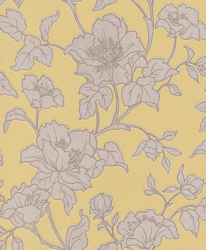 Sarı Kahve Çiçekli Duvar Kağıdı  765984