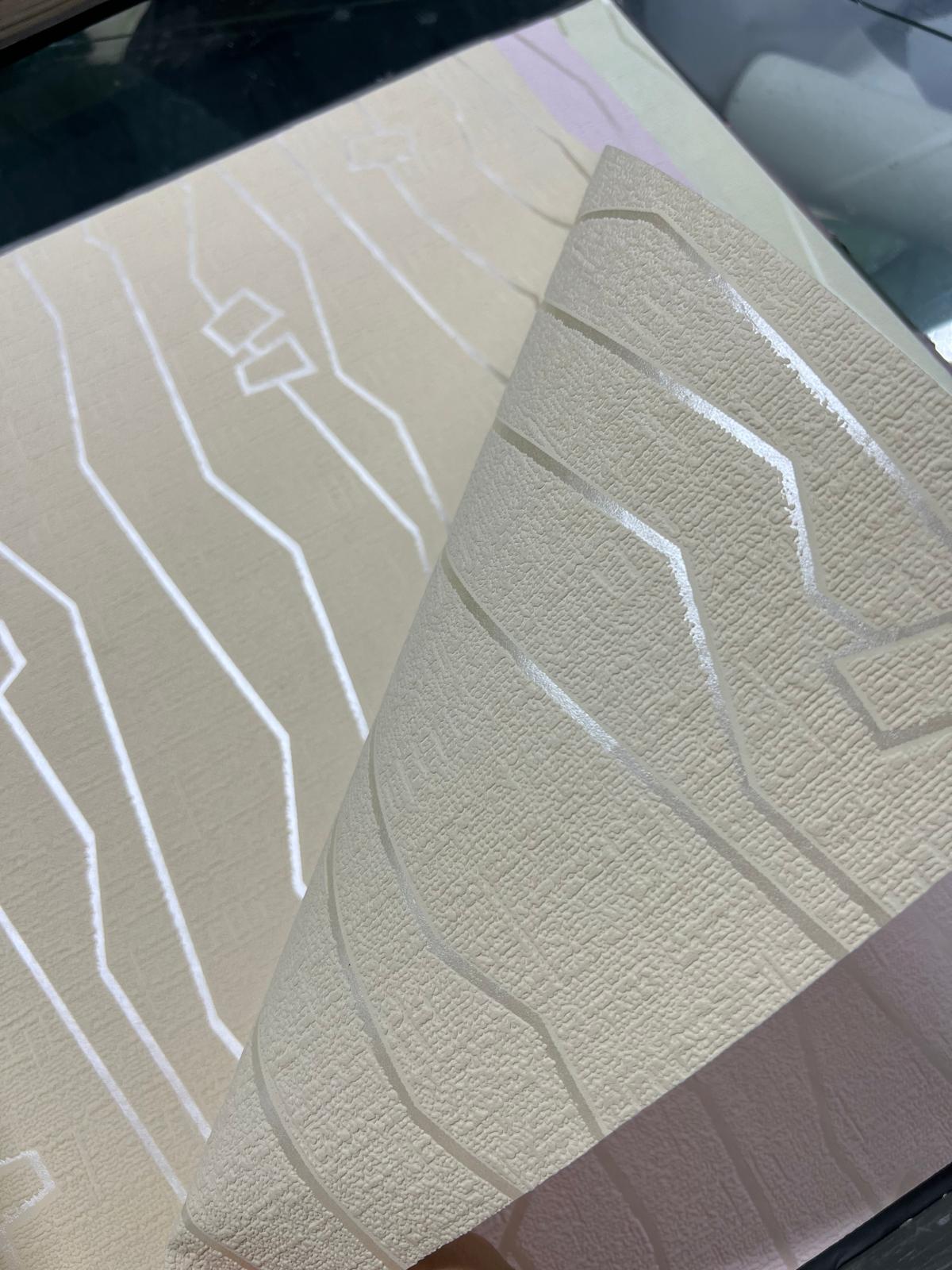 Sarı Kare Gümüş Çizgili Duvar Kağıdı 666106