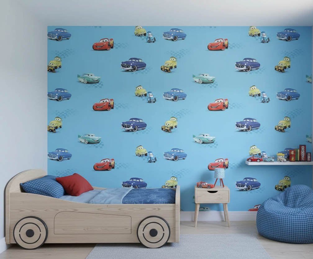 Şimşek Mcqueen Arabalar Çocuk Odası 16 M2 Duvar Kağıdı 1021-1