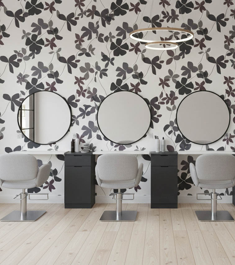 Siyah Beyaz Çiçek Desenli Duvar Kağıdı 112025