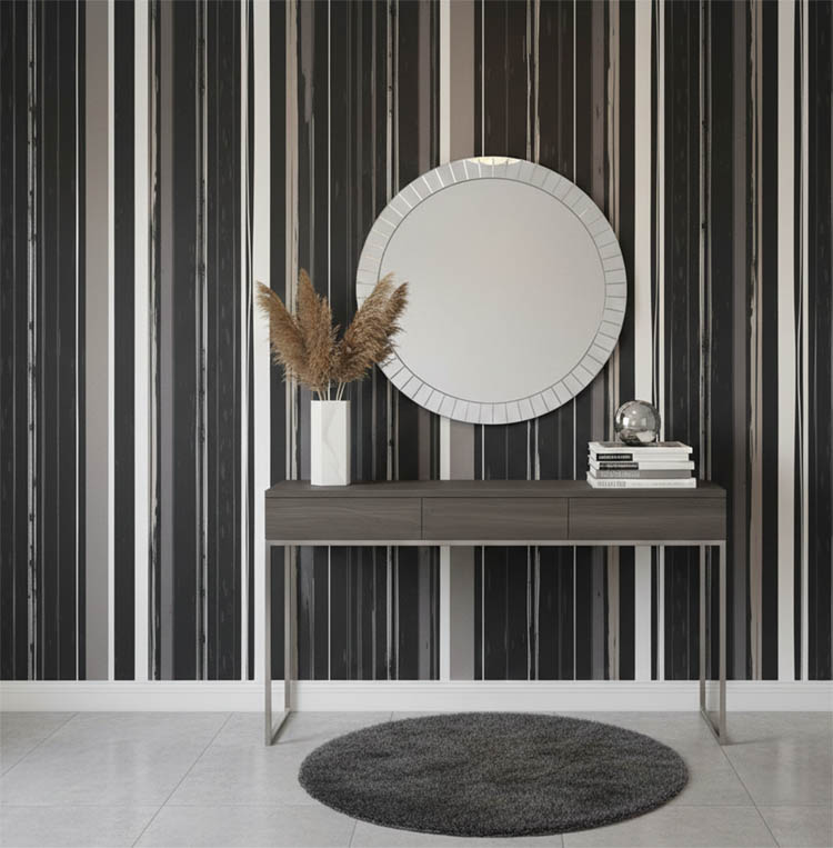 Siyah Beyaz Çizgi Desenli Duvar Kağıdı 3109