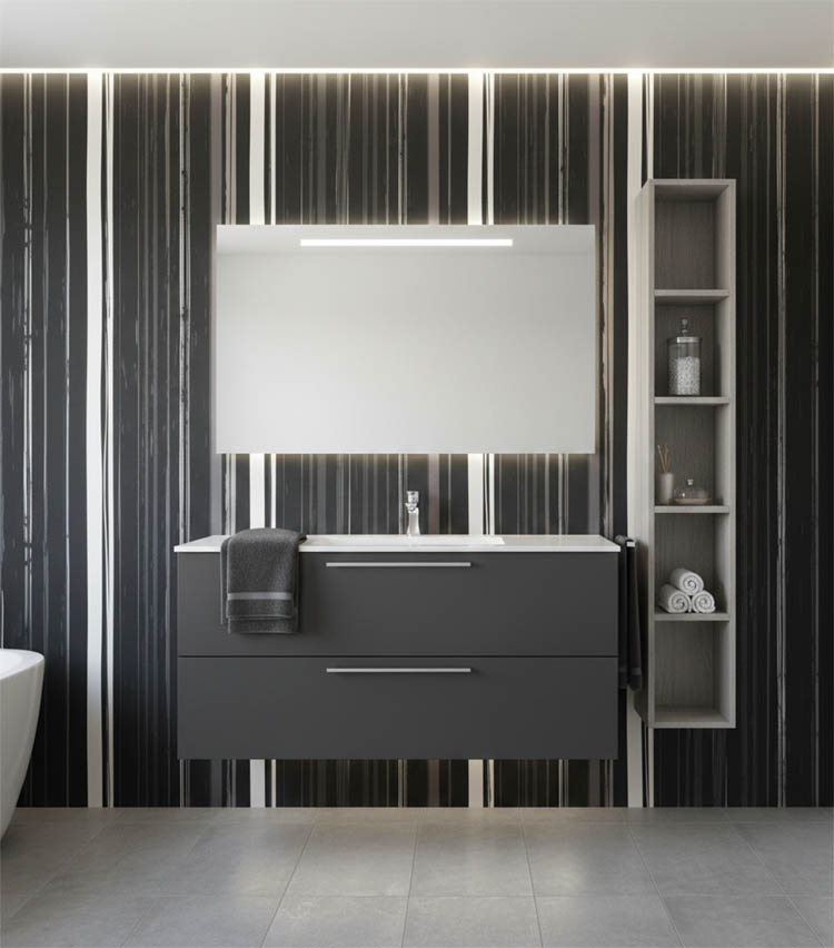 Siyah Beyaz Çizgi Desenli Duvar Kağıdı 3109