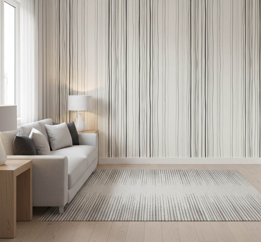 Siyah Beyaz Çizgili Desenli Duvar Kağıdı 3102