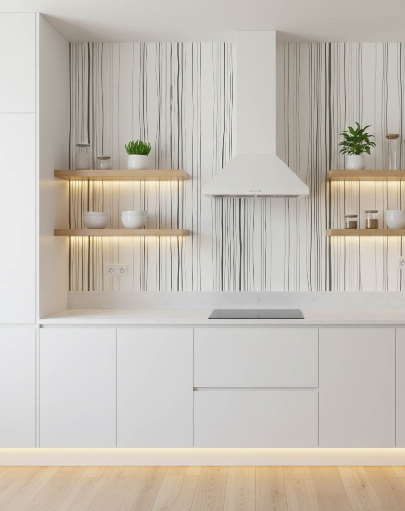 Siyah Beyaz Çizgili Desenli Duvar Kağıdı 3102