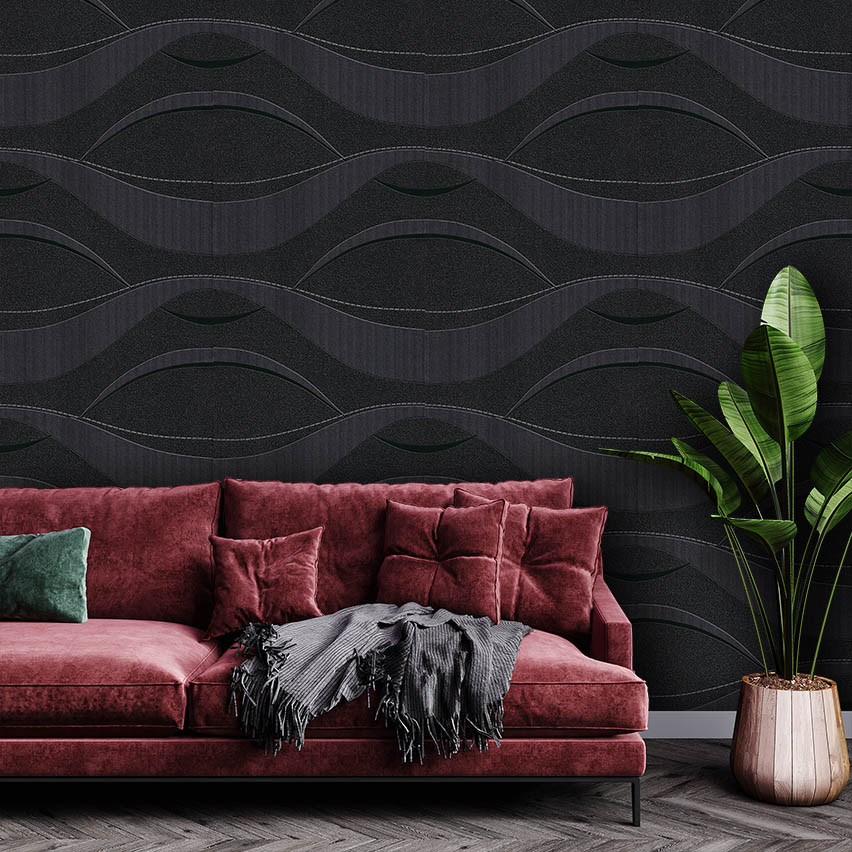 Siyah Beyaz Desenli Ucuz Duvar Kağıdı 53877