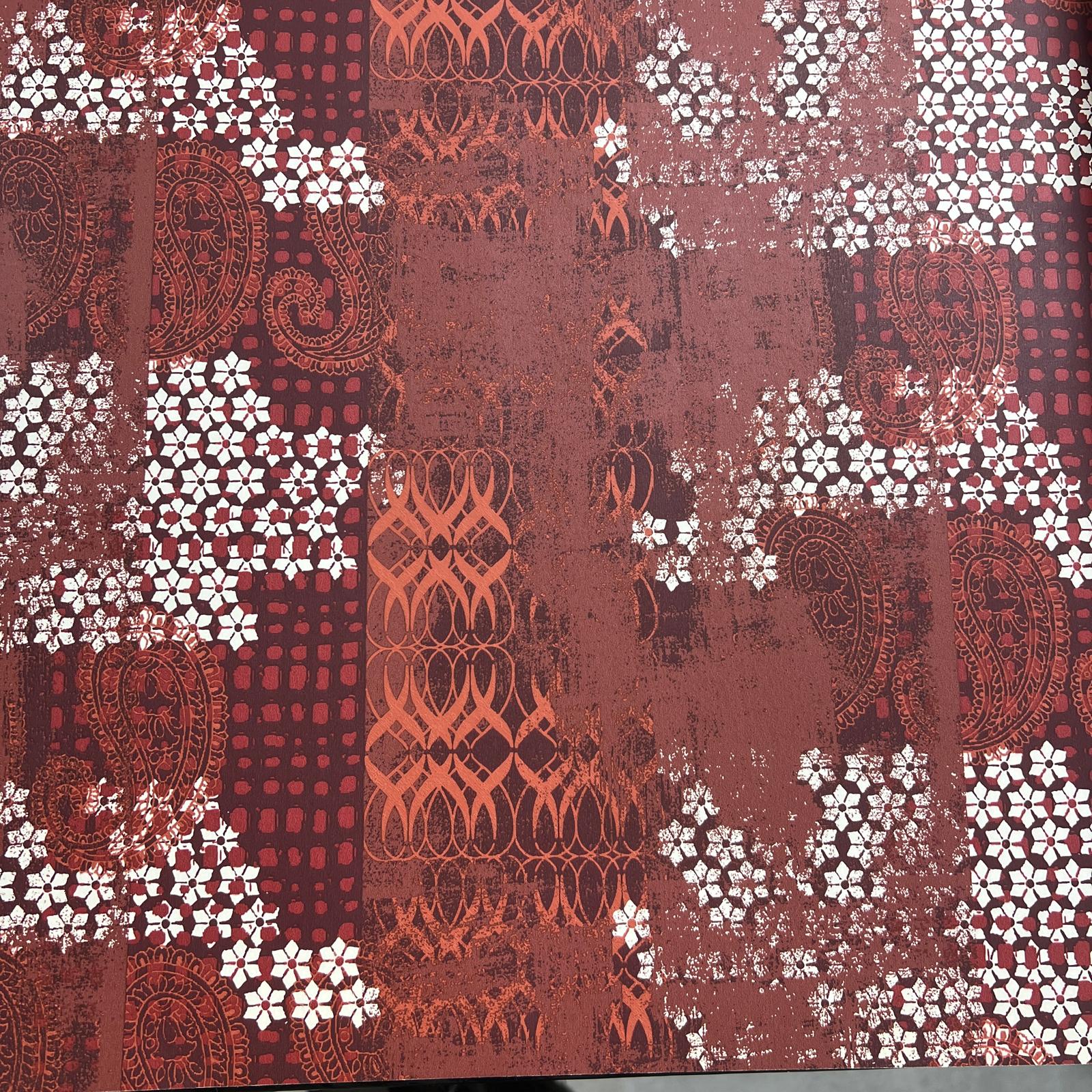 Siyah Kırmızı Bordo Desenli Duvar Kağıdı 112019