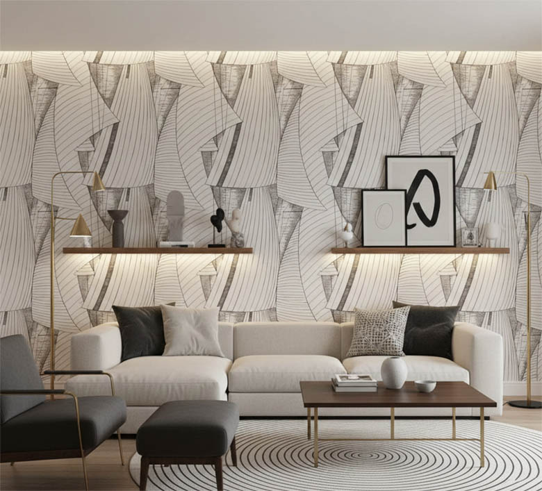 Siyah Krem Çizgi Desenli Duvar Kağıdı 2870