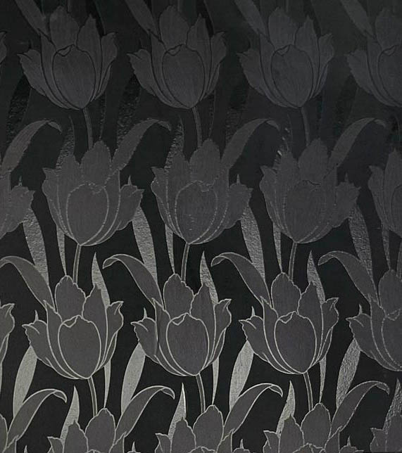 Siyah Parlak Çiçekli Duvar Kağıdı 670141