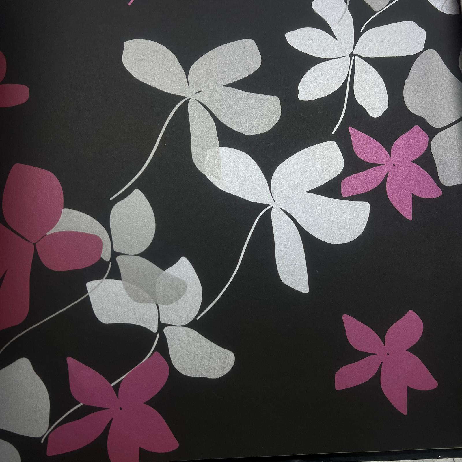 Siyah Pembe Gümüş Desen Duvar Kağıdı 112027